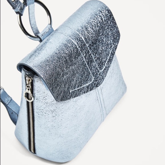 Zara metallic backpack with flap - Picture 3 of 5